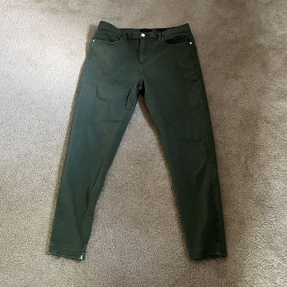 Banana Republic Mid Rise Skinny Pants Raw Hem - Olive Green - 32 - Picture 1 of 8